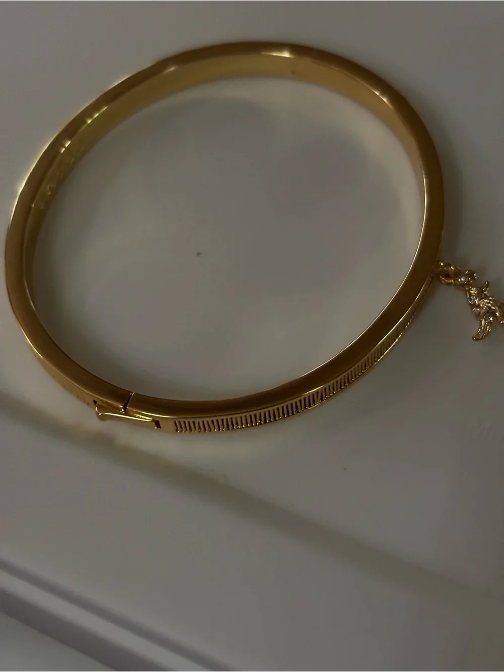 Coach Gold-Tone Textured Bangle with Star Crystal Accent Rexy